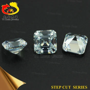 Best quality step cut Square shape cut corner white cubic zirconia for jewelry sets