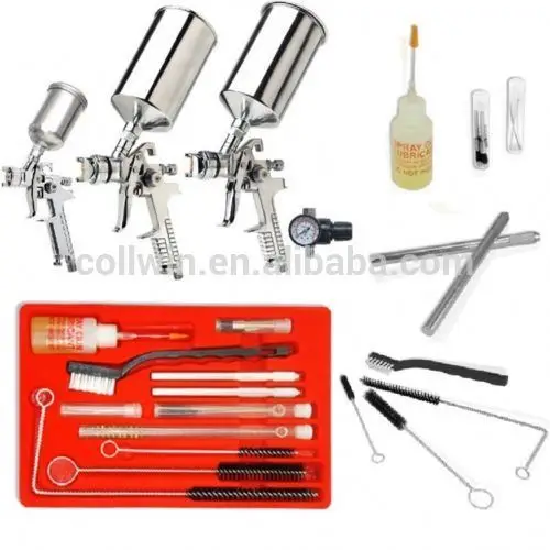 Professional HVLP Paint Gun Set PLUS 23pc Spray Cleaning Kit Gravity