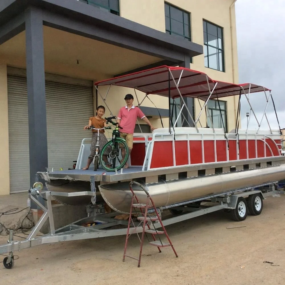 24ft Luxury Party Floating Pontoon Boat Leisure Fishing Boat Aluminium