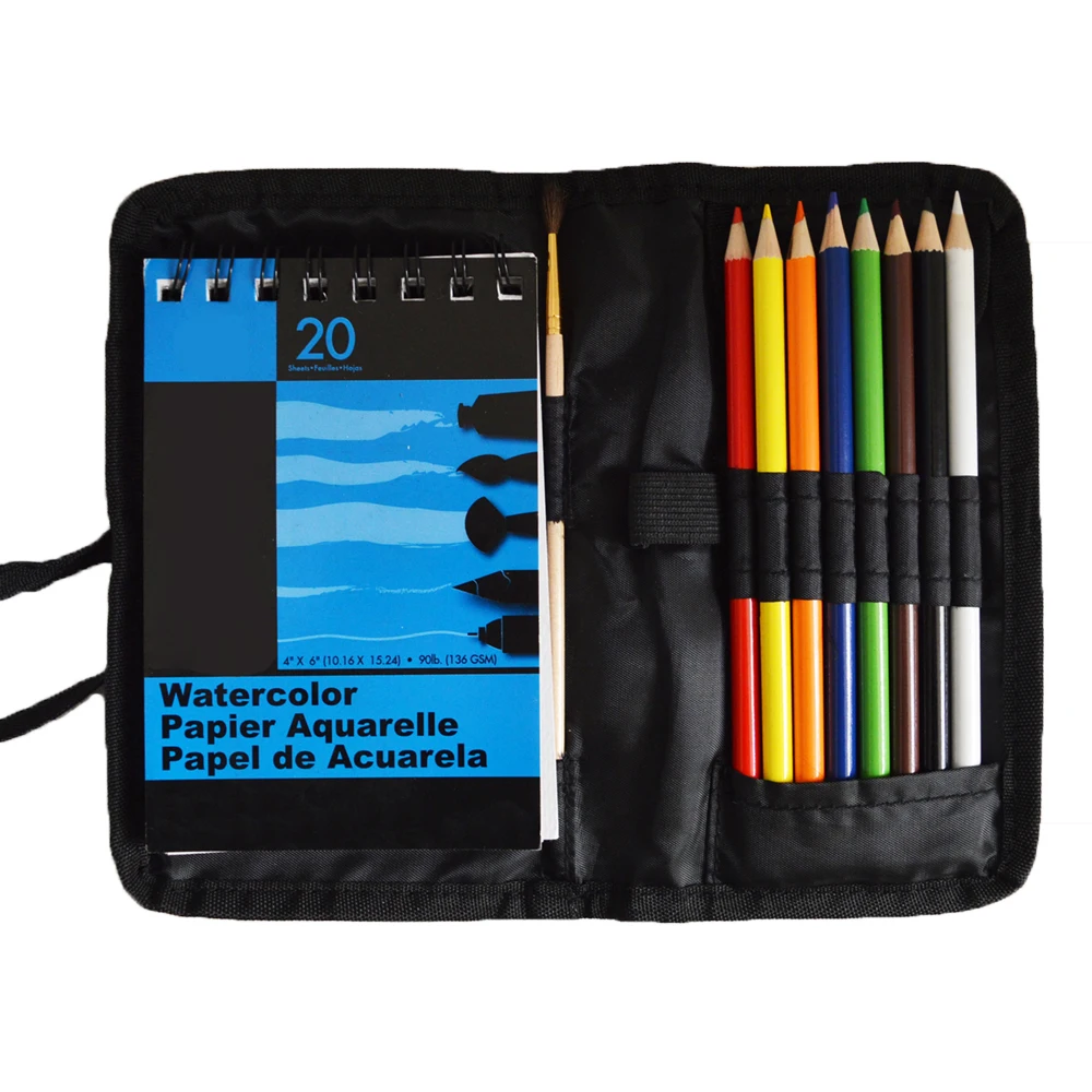 Индивидуальные наборы акварельных рисунков цветные карандаши из дерева и пластика с холщовым мешком для рисования
