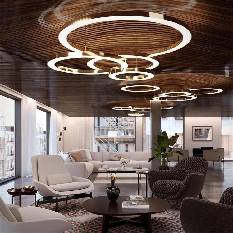 L4u LOOP Collection ETL CETL Grand Customized Size LED Gold Ring Hanging Circular Chandelier Lighting for Lobby Living Room