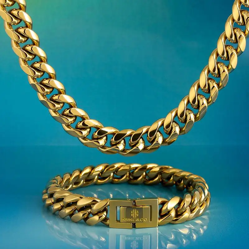 thumbnail image 2 of NYBling Miami Cuban Link Combo Set – 30" Chain & 7.5" Bracelet In CZ Hip Hop Style 2 of 3