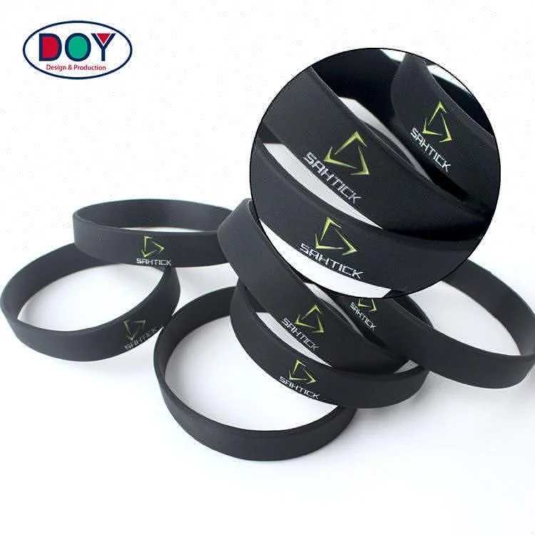 Wholesale Custom Single Color 3D Debossed Fashion Logo  Silicone Rubber Wrist Band for Sports
