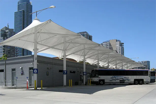 PVDF Tensile Membrane Structure Shades for Bus Station and Car Parking