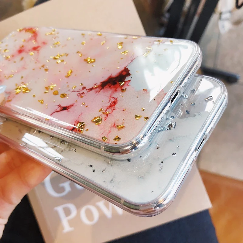 Роскошный блестящий Мраморный чехол из золотой фольги для iPhone X XS Max XR мягкий ТПУ 7 8 6 6s Plus с эпоксидной смолой и