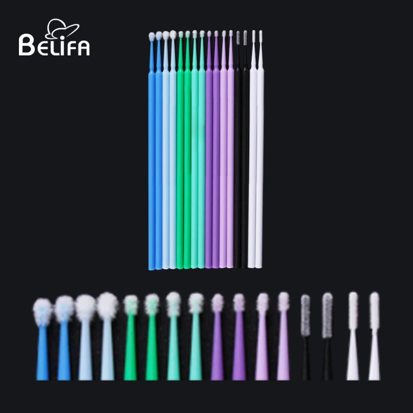 Belifa wholesale microbrush eyelash extensions and lash micro brush or eyelash glue brush with multi