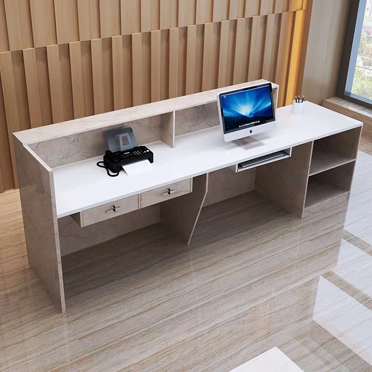 Regular Grey Black Hotel Front Desk Artificial Stone Retail Store Marble Office Reception Desks