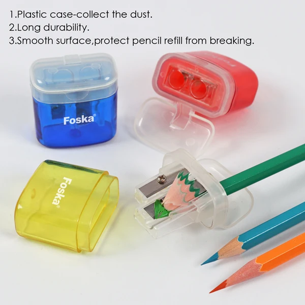 
Прозрачная цветная пластиковая точилка для карандашей с двумя отверстиями для школы и детей 