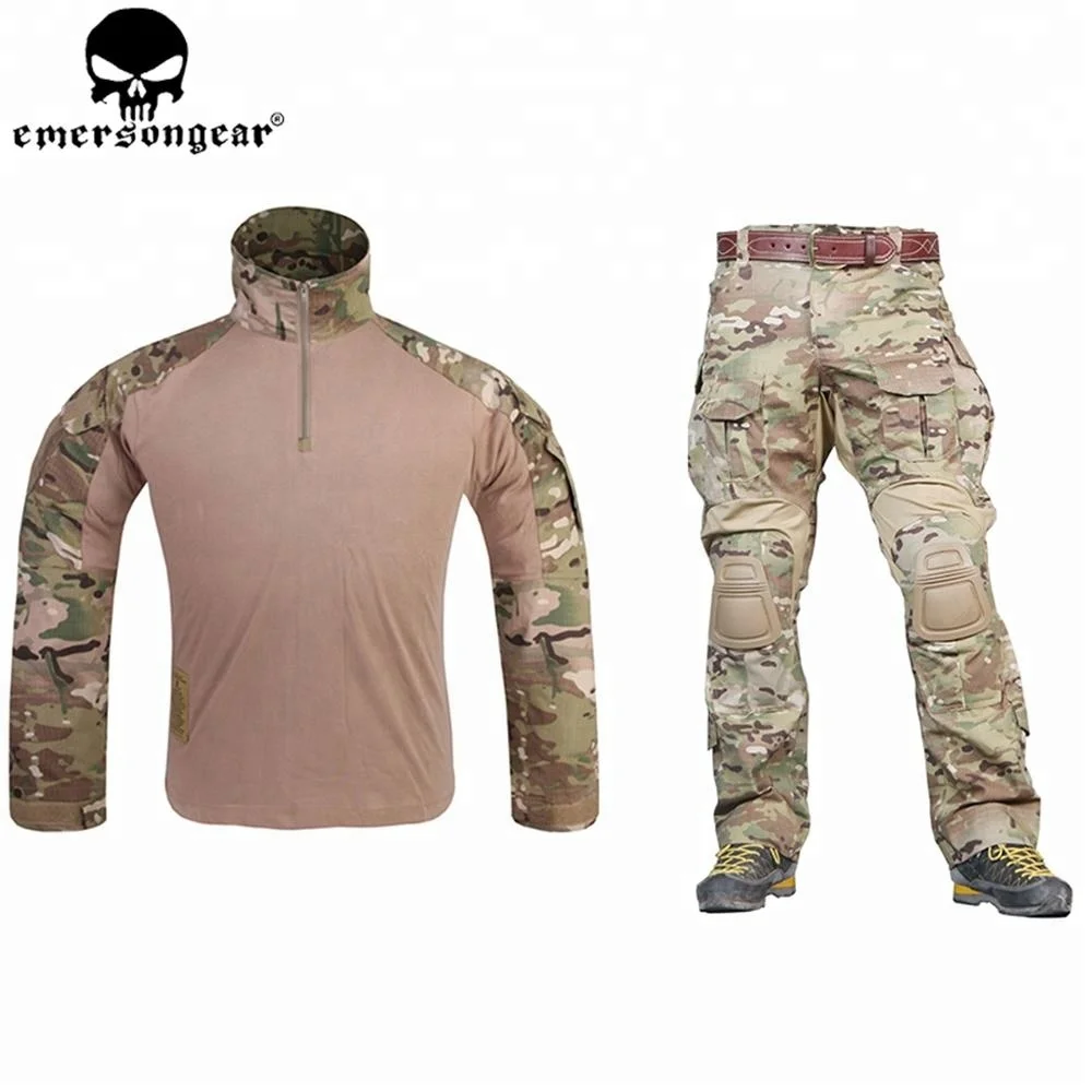 EMERSONGEAR Tactical Camouflage Pants Shirt with Knee Pads Military BDU Combat Trousers for Airsoft Paintball