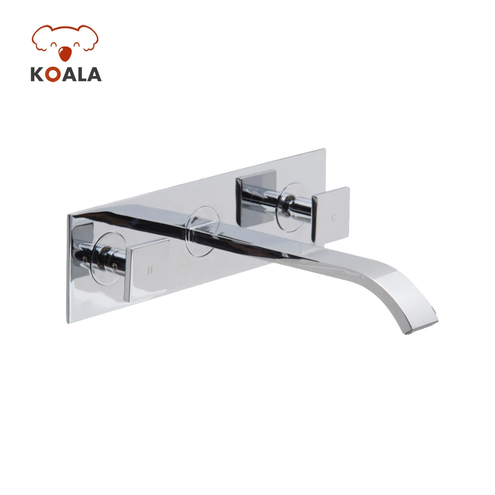 Bathroom Bathtub Brass Square Wall Mounted Waterfall Dual Handle CUPC Concealed Basin Taps Faucet