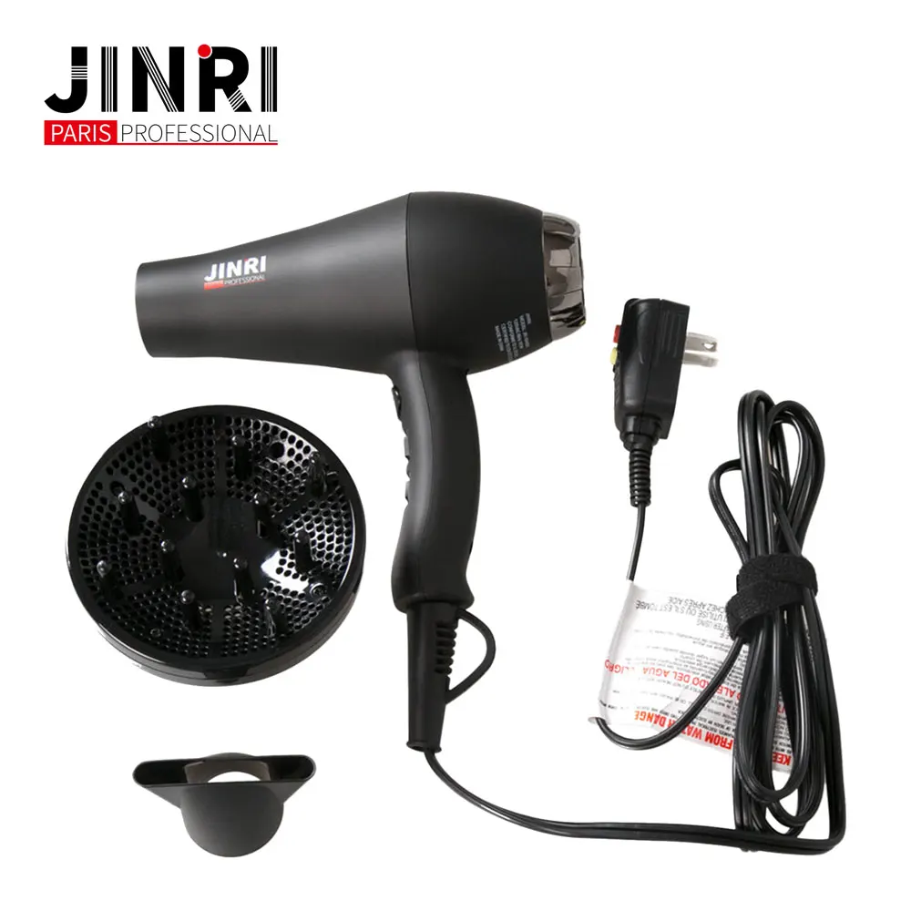Amazon.com: Secador de pelo profesional JINRI 1875 W Tourmaline Negative  Ions Potente motor DC con concentrador y difusor, negro : Belleza y Cuidado  Personal