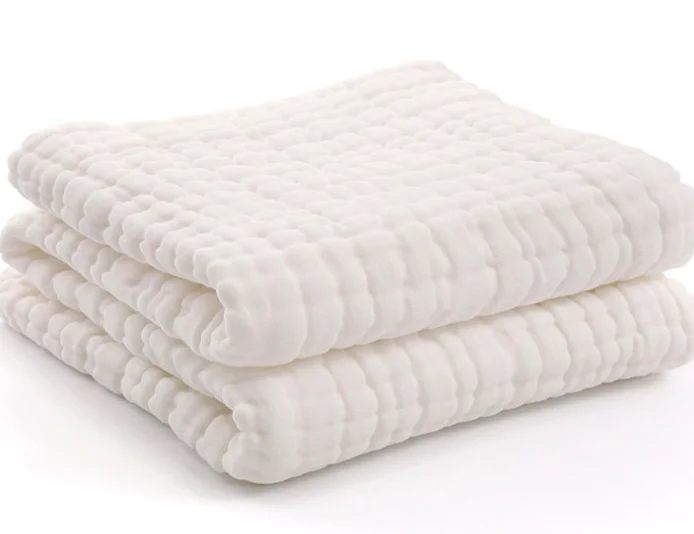 M.V 5pcs 6-Ply Ultra Soft 100% Cotton Baby Handkerchief Newborn Infant Gauze Bath Shower Cloths Towels Bibs£¬White