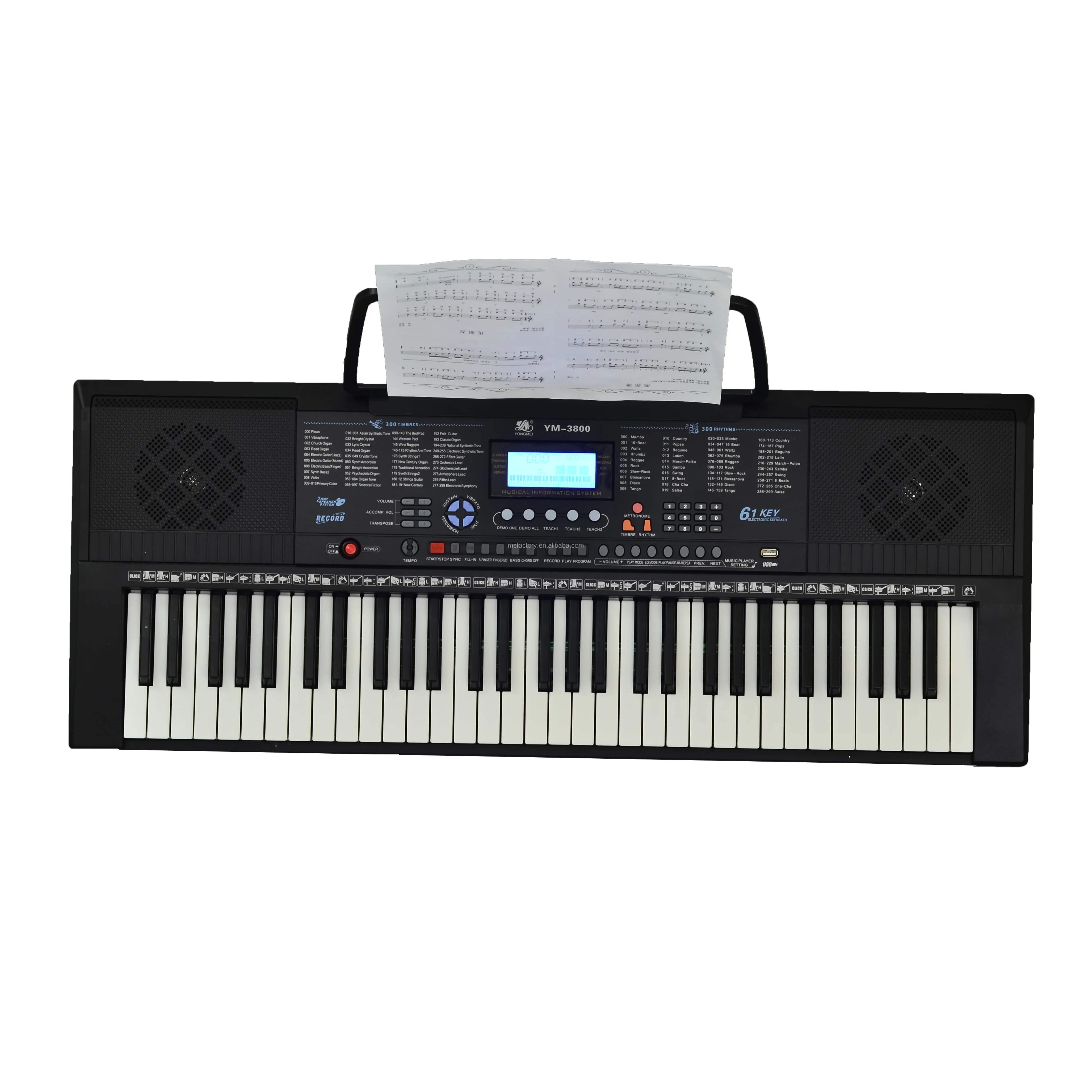 YM-3800 1.9 CM LCD 61 Keys electronic Keyboard piano Organ for