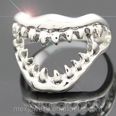 Chic Shark Tooth Skull Hell Demon Mouth Goth Emo Punk Fancy Dress Finger Ring
