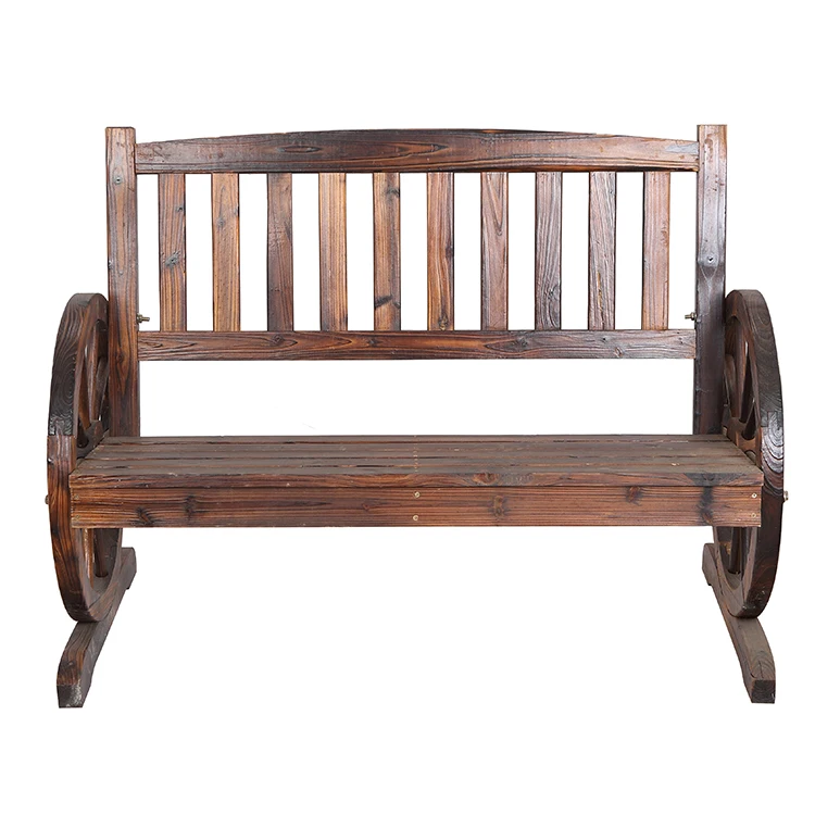 Garden Bench Patio Garden Wooden Wagon Wheel Bench