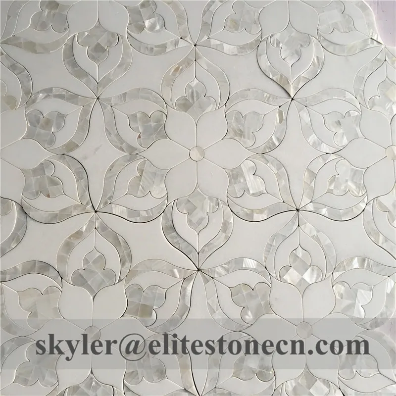 Pearl Flower White Marble & Mother Of Pearl Waterjet Mosaic Tile