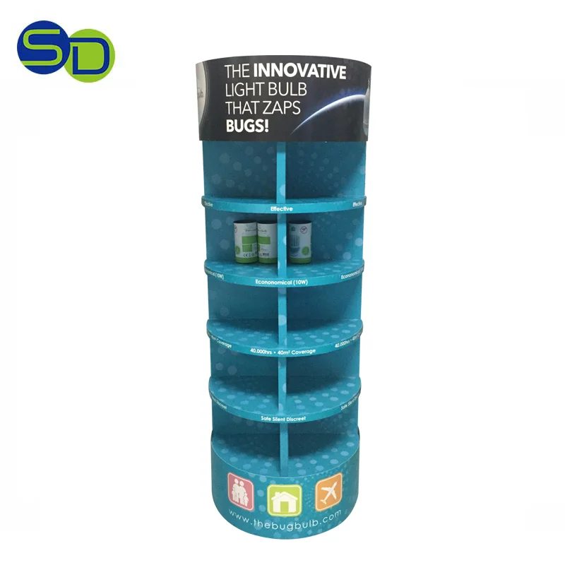 Promotion Customize Paperboard Floor 5 Layer Snack Pos Advertising Cardboard Floor Display Stand