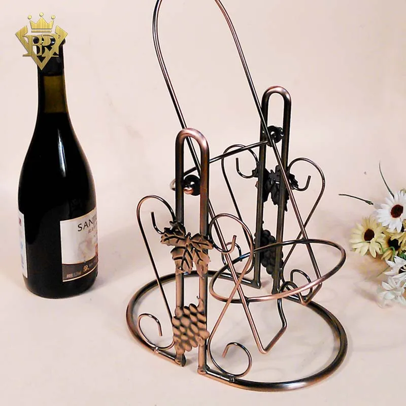 Swing Design Iron Metal Wine Bottle Organizer Holder Display Rack for Single Bottle