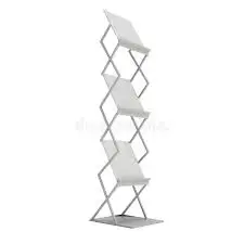 Custom Perforated Sheet Metal Hook Zig Zag Brochure Stand Magazine Display Stand