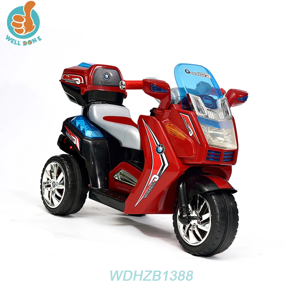 WDHZB1388 Mini Toy Design Plastic Electric Motorcycle New Cool Baby Toy Three Wheels Car Kandi Car