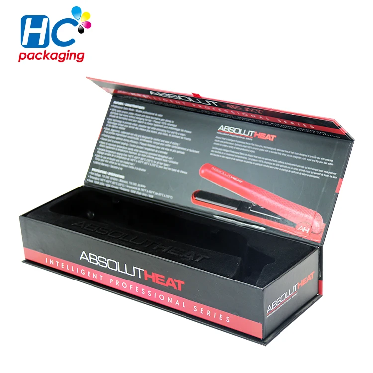 HC Packaging New Product Custom logo Luxury Flat Iron Hair Straightener Magnetic Packaging Box Wholesale