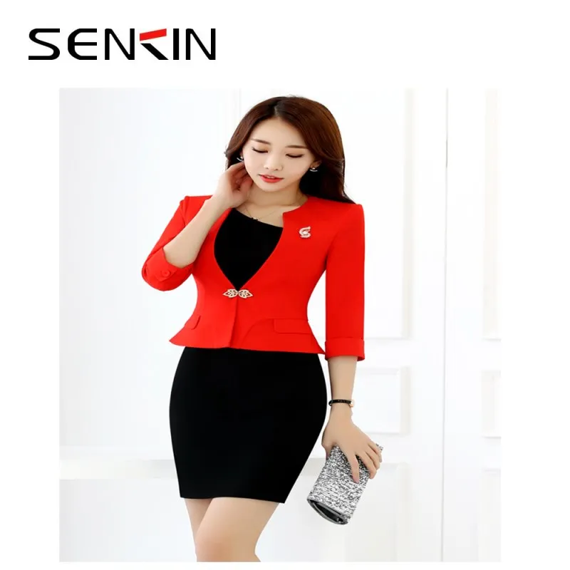 office red dress with blazer