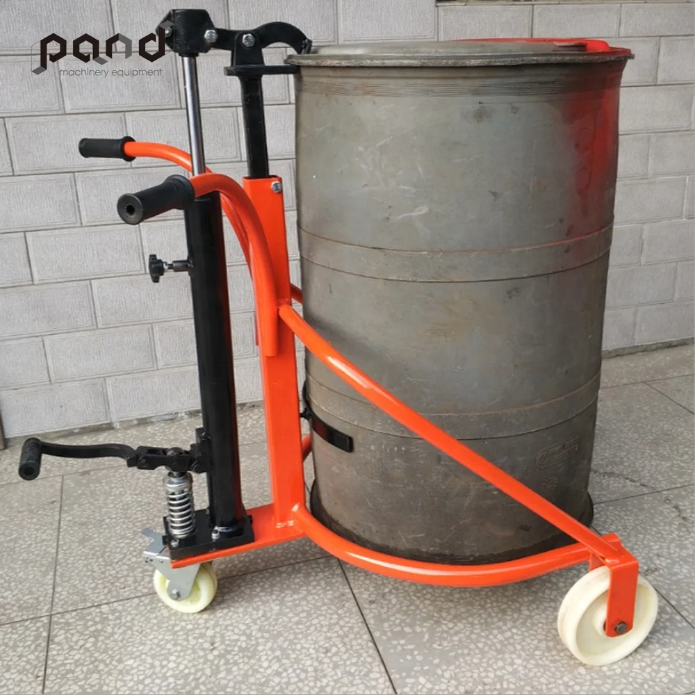 
350 кг Тип загрузки педали круглый масляный баррель вилочный погрузчик гидравлическая тележка масляный барабан грузовик 