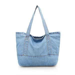 Custom Vintage Denim Shopping Tote Bag Handbag Wholesale