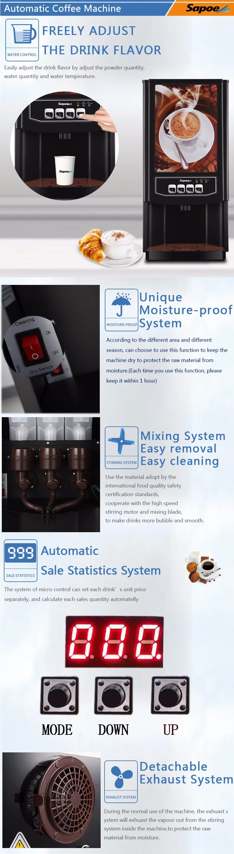 Sapoe Instant Coffee Vending Machine For Cafe/hotel/restaurant/canteen