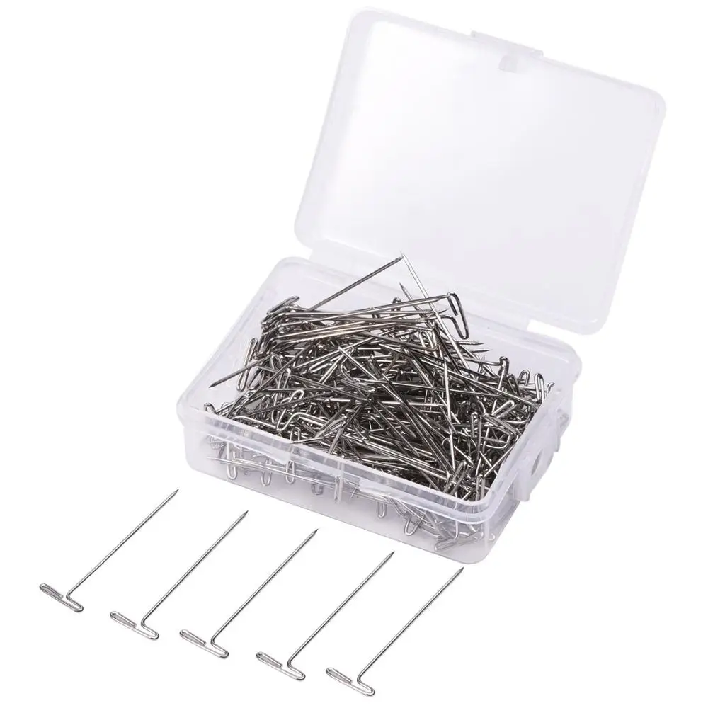 T Pins, 100 Pcs 1 Inch - Nickel Plated Steel Wire Wig T-pins with Plastic  Box