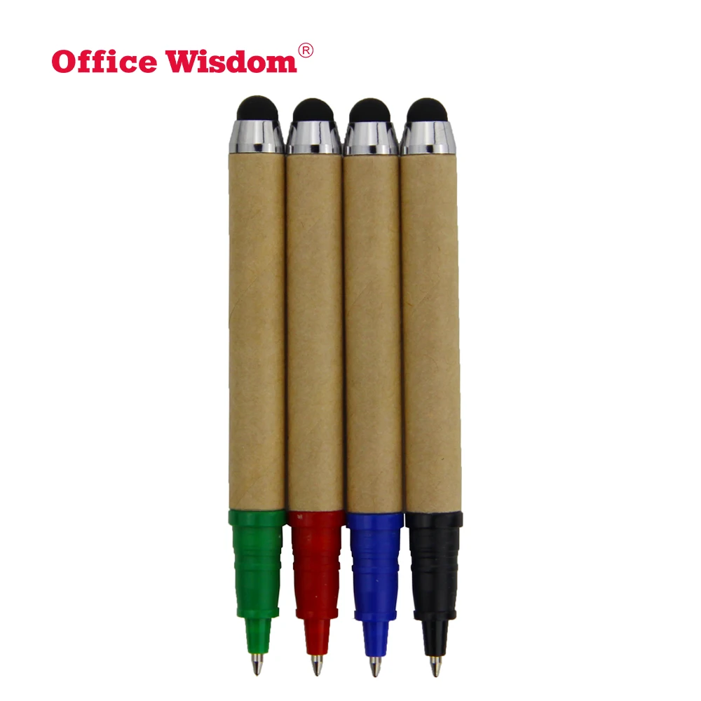 Recyclable Paper Mini Ball Pen With Stylus Can Custom Made Logo Eco