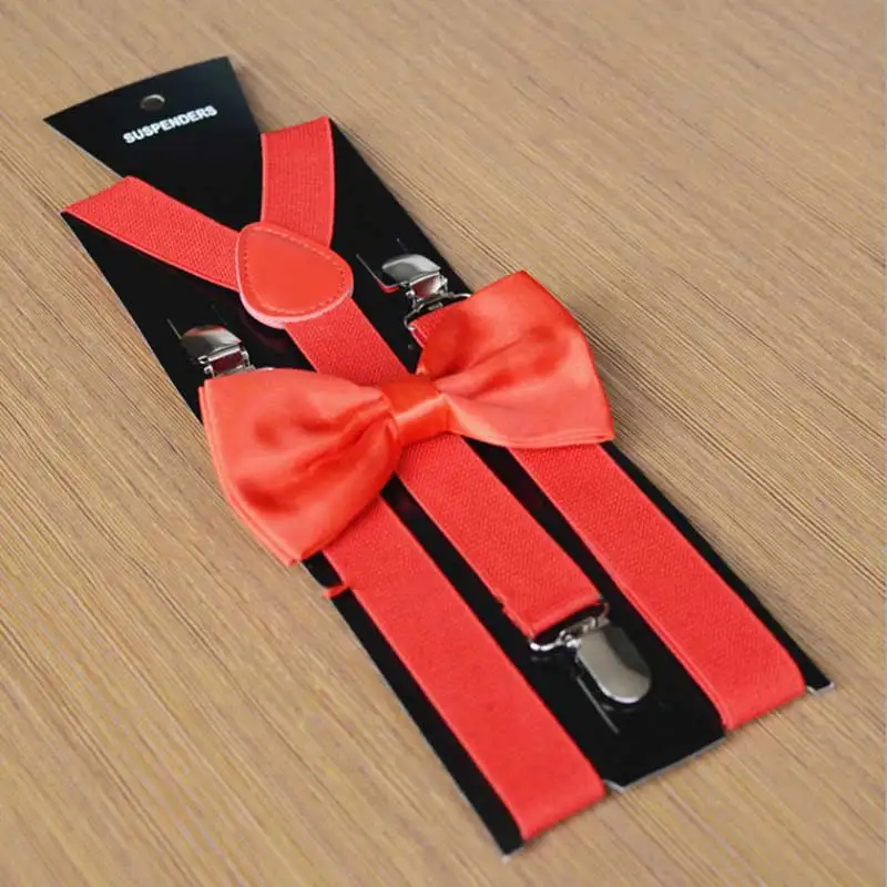 Оранжевый подтяжки галстук бабочка набор для женщин взрослых мужчин многие цвета выбрать Фабричный