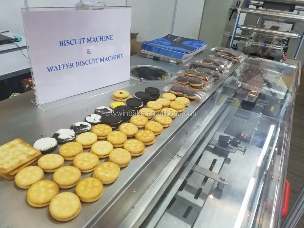 Automatic Cream Biscuit Sandwich Machine with Pile Pack Packaging Machine