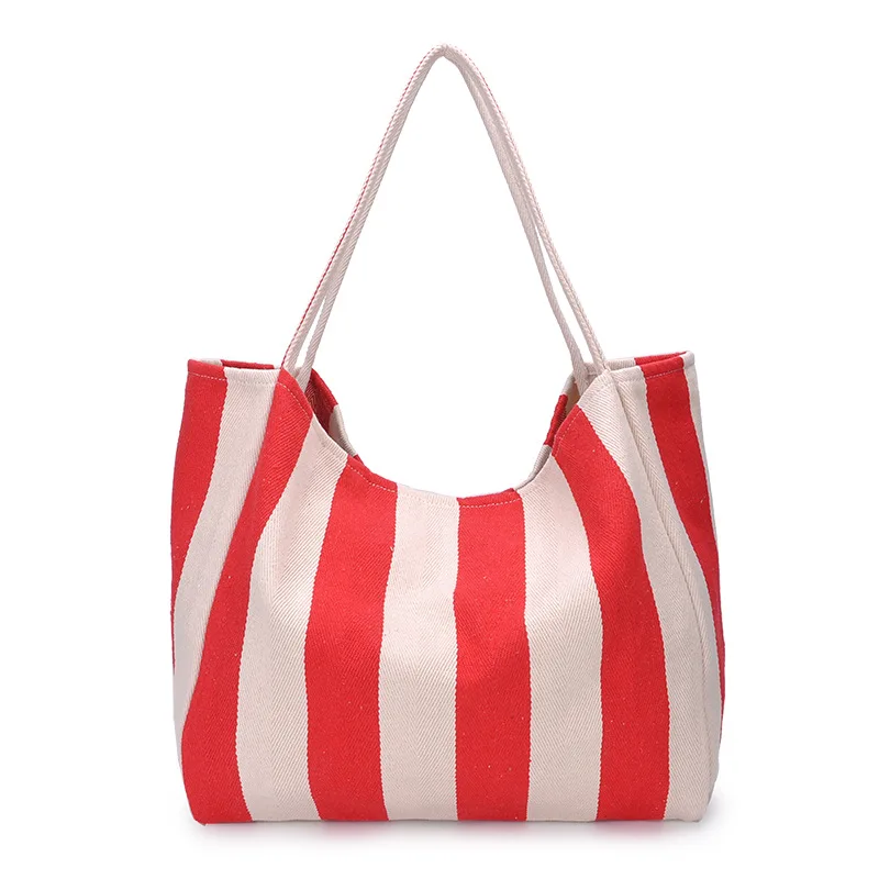 New Striped Casual Tote Bags Large Capacity Canvas Handbags Women