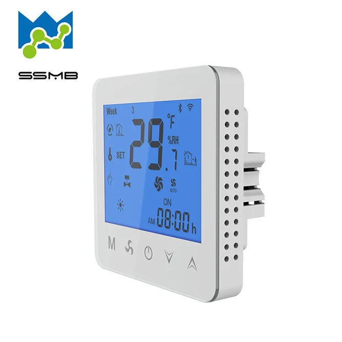 Fcu Modbus Rs485 Heat Fan Coil Programmable  Room Thermostat Lcd Display for Control Display