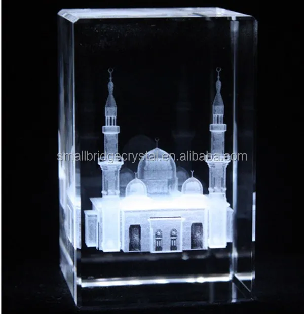 Modèle de mosquée en cristal laser 3D personnalisé