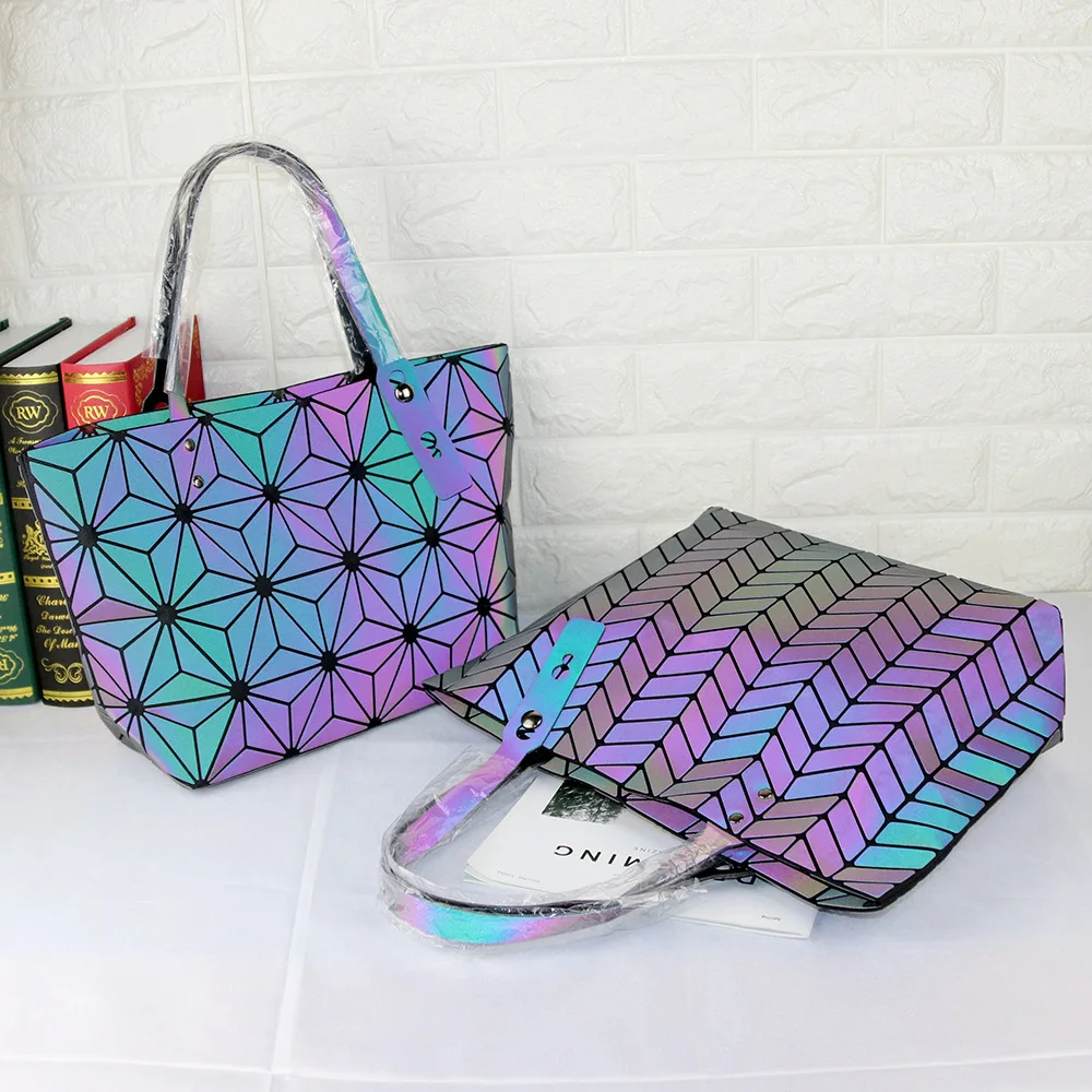 Women Japan style Handbag Geometric Laser Bao Bao Luminous Lingge