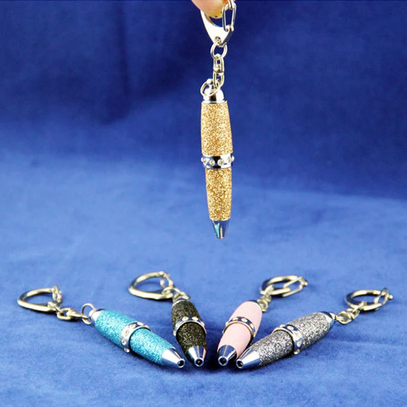 Promotional Multifunction  Mini Metal Keychain Ball Pen with Diamond Short Ballpoint Pen Mini Twist Pocket Pen