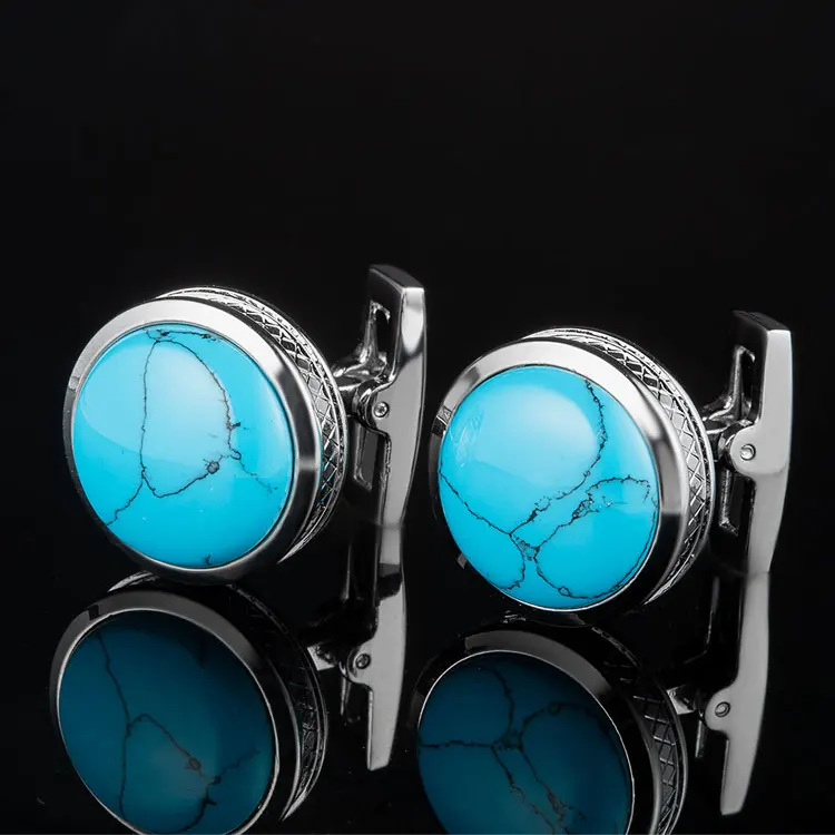 Wholesale Personalized Fashion Custom Turquoise Cufflinks Fancy Popular Men Cuff Links Cufflinks
