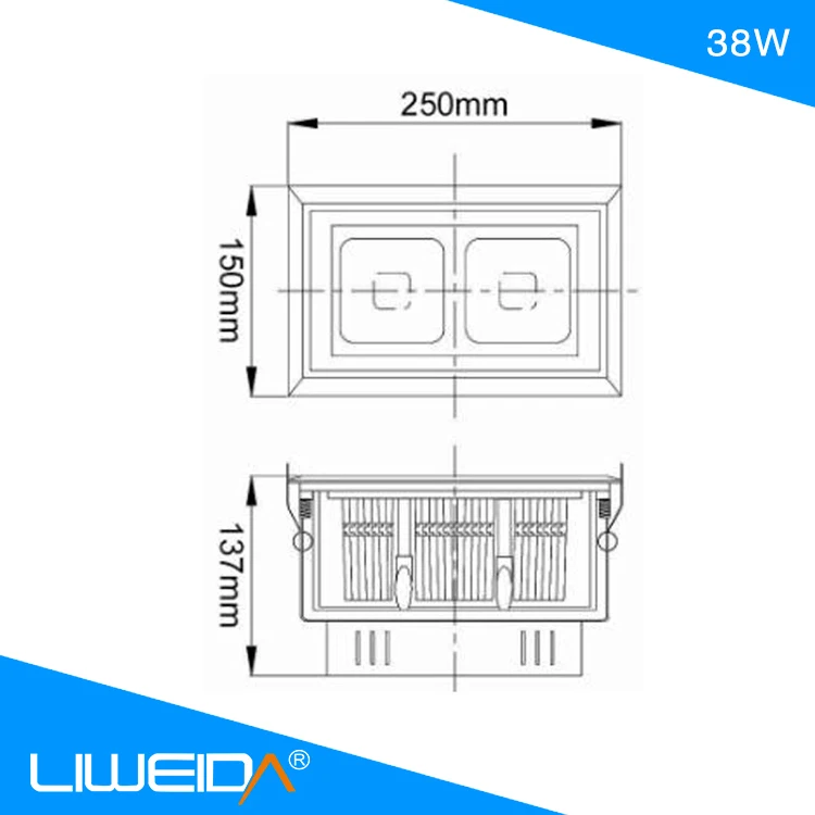 High Power Led Panel Lights Ceiling Down Light 38w SMD LED Rectangular Downlight