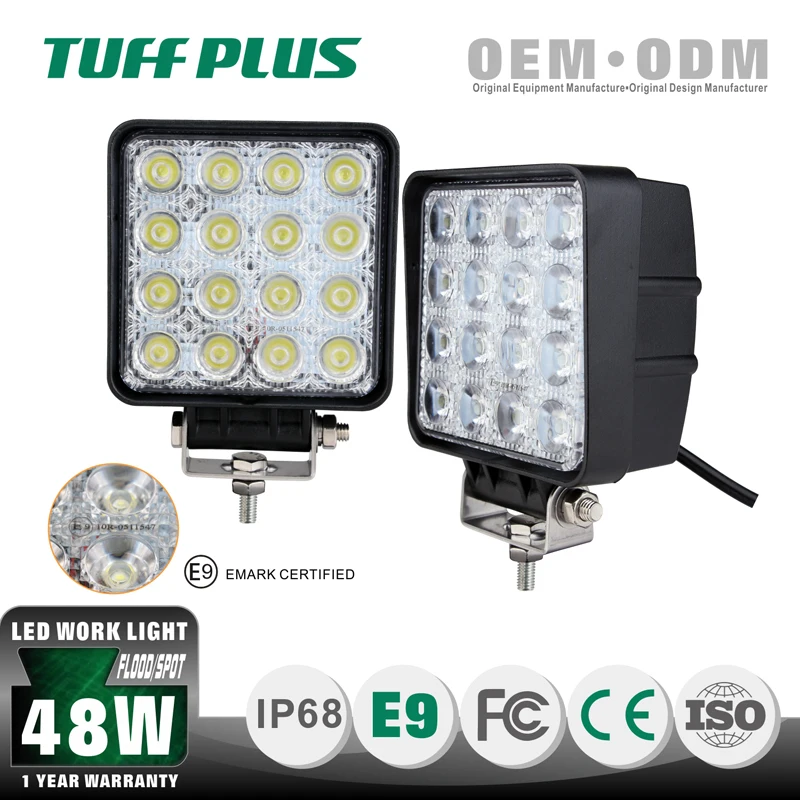 Tuff Plus High Power 12V Led Car Light Emark square 48W Led Driving Working Lamp  Led Work Light