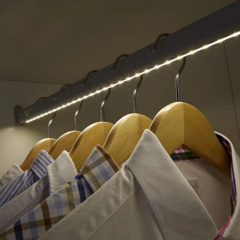 PIR Motion Sensor Wardrobe Closet Light Hanger Rod for Bedroom Furniture Design