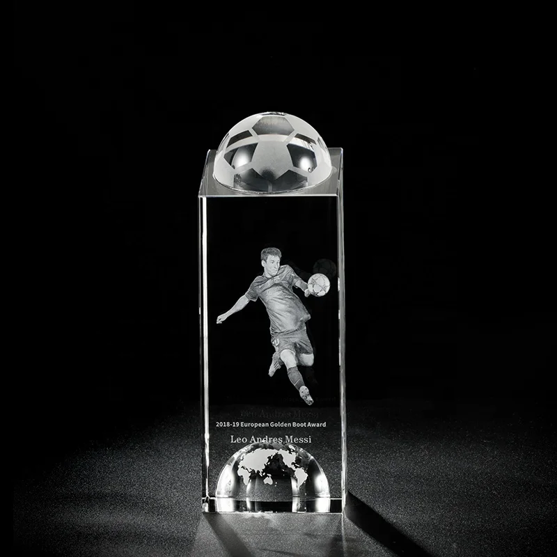 Crystal Football Trophy Award Κρυστάλλινα αθλητικά δώρα για χειροτεχνίες χαρακτικής