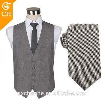 New Trend Hand Made Customized Formal Tweed Groom Waistcoat and Cravat