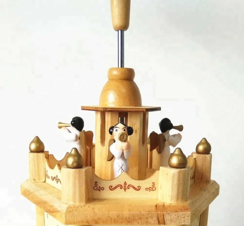 Nativity Scene Handmade Weihnachts Wood Pyramide  With 6 Candle Holders
