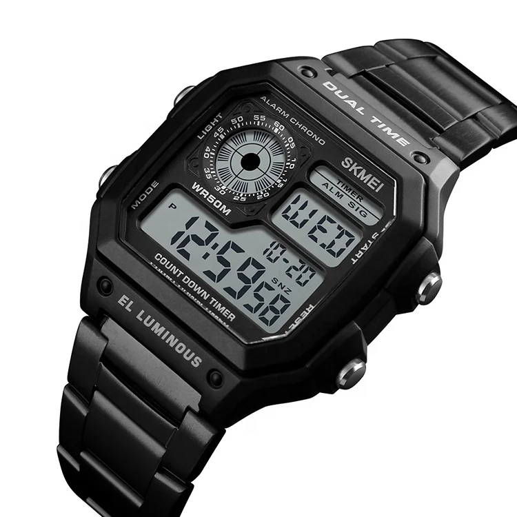 時計 Free Shipping Skmei 1335 Gold Minimalist Digital Watch for Men
