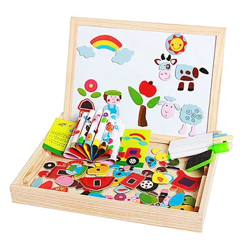 Creativity Magnetic Drawing Writing Board Jigsaw Puzzles Game Gift Wood educational Toys Wooden kids toys educational
