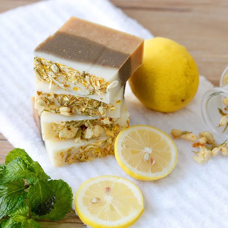 natural lemon mint soften cold process handmade soap remove make