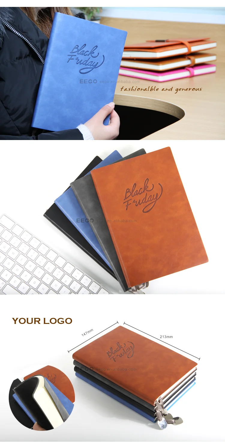 Wholesale Bulk School A4 A5 A6 Custom Logo Printing Journal Notes Book Brown Soft Cover Pu