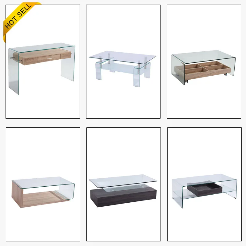 Free Sample Acrylic Base Wooden Curved High Gloss Cart Made Baroque Style Coffee Table in Thailand